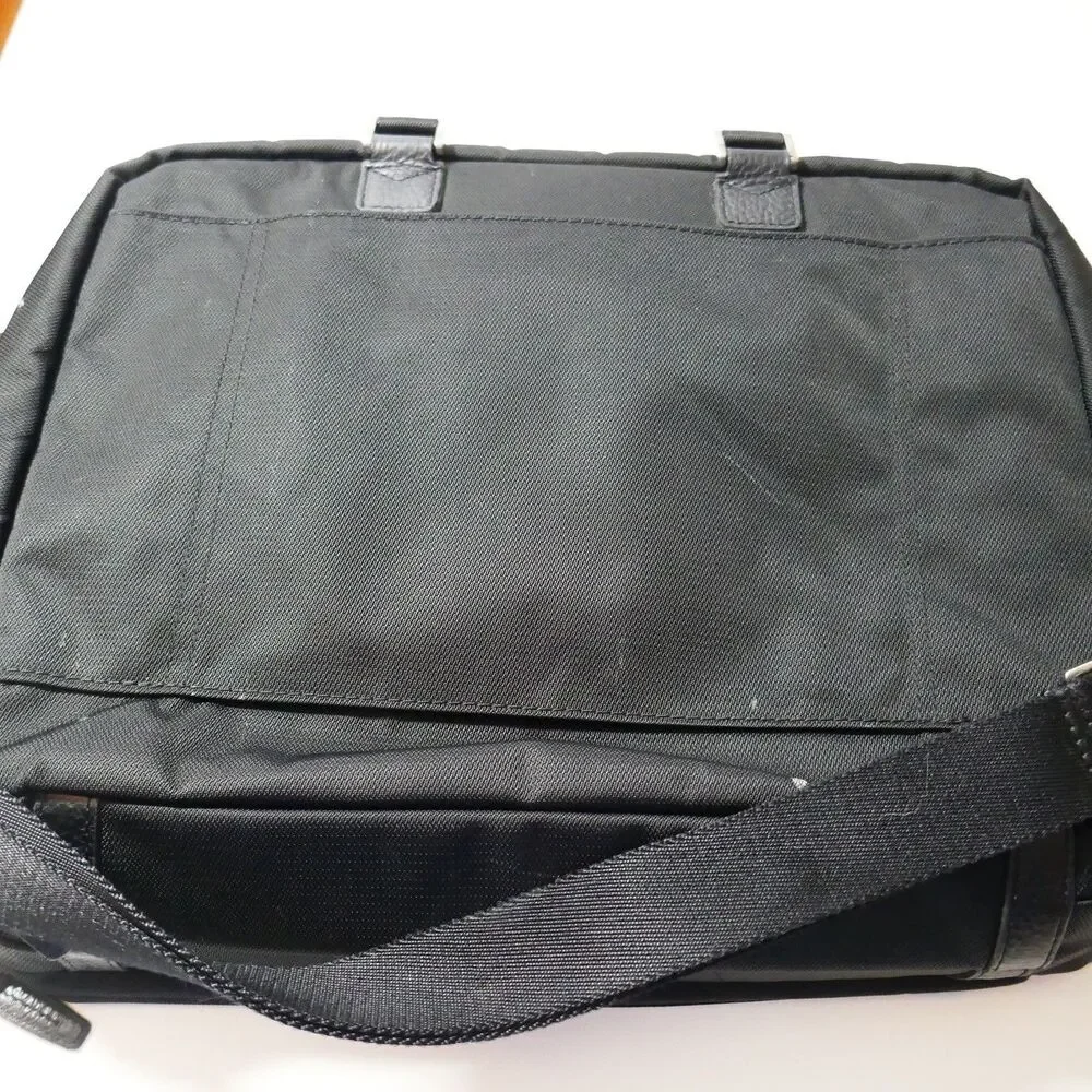 Moonsus Marsus Black Nylon Briefcase Laptop Bag with Padded Shoulder Strap
